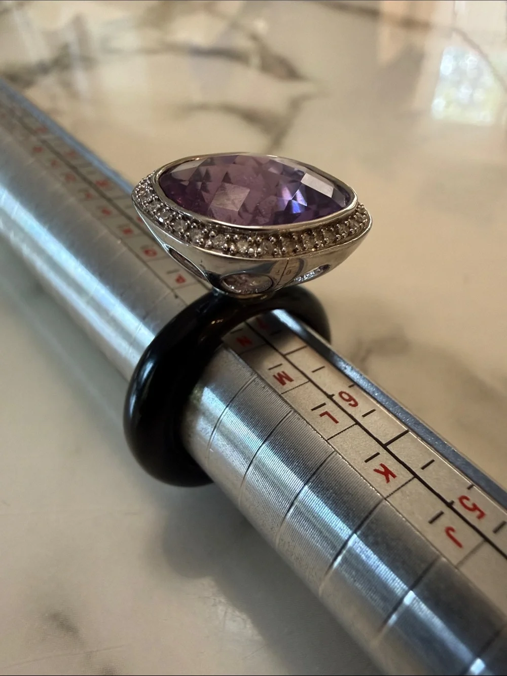 CXD silver and amethyst ring, size 7